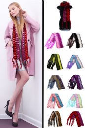 24 Bulk Knit Winter Scarf In Assorted Colors