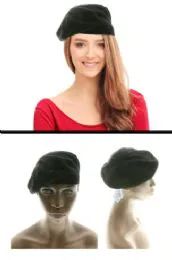 24 Pieces Black Acrylic Beret - Fashion Winter Hats
