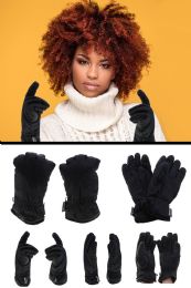 36 Pieces Black Insulated Fashion Winter Gloves - Fleece Gloves