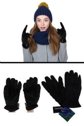 36 Wholesale Black Insulated Winter Gloves With Textured Grip