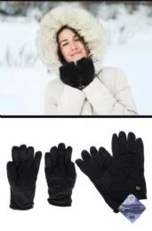 36 Units of Black Winter Gloves With Textured Grip - Fleece Gloves