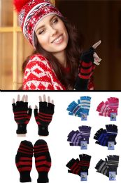 72 Pairs Colorful Knit Convertible Mittens - Fuzzy Gloves