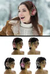 24 Bulk Faux Fur Lined Earmuffs With Snowflake Design