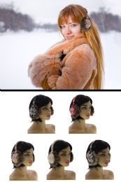 24 Bulk Faux Fur Lined Earmuffs With Snowflake Pattern