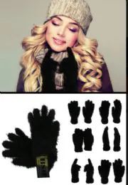 72 Wholesale Fuzzy Black Fashion Gloves
