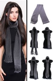 36 Pieces Gray Winter Scarf With Silver Metallic Threads - Winter Scarves