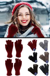 48 Wholesale Knit Fashion Gloves In Assorted Colors