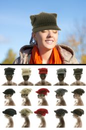 24 Pieces Knit Flower Accent Brimmed Knit Hat - Fashion Winter Hats