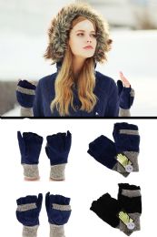 24 Pairs Leather Convertible Mittens - Leather Gloves