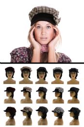 24 Pieces One Size Fits Most Grid Pattern Brim Hat - Fashion Winter Hats