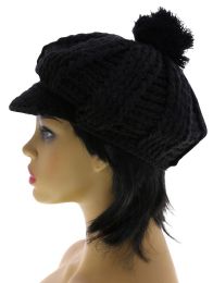 24 Pieces One Size Fits Most Pompom Bakerboy Hat - Fashion Winter Hats