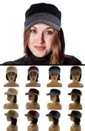 36 Pieces One Size Fits Most Herringbone Knit Military Cap - Fashion Winter Hats