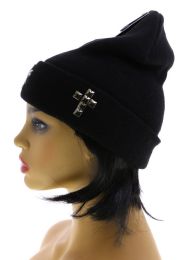 36 Pieces One Size Fits Most Studded Crosses Beanie Cap - Fashion Winter Hats