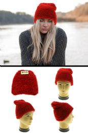 36 Pieces Red Fabric Beanie - Fashion Winter Hats