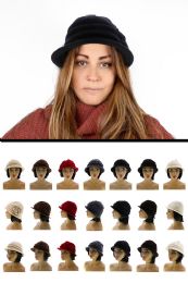 24 Pieces One Size Fits Most Flower Accent Brim Hat - Fashion Winter Hats