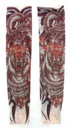 36 Pairs Wearable Sleeve With Tiger Print Tattoo Design - Costumes & Accessories