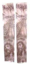 36 Pairs Wearable Sleeve With Jesus Face Praying Hand And A Cross Tattoo Design - Costumes & Accessories