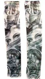 36 Pairs Wearable Sleeve With A Woman's Face Between The Laugh Now Cry Later Masks Tattoo Design - Costumes & Accessories