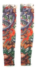 36 Wholesale Wearable Sleeve With A Colorful Tattoo Design Of A Dragon And Flowers