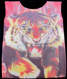 96 Pieces Sleeveless Sheer Shirt With Tiger Print Tattoo Design - Costumes & Accessories