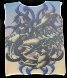 96 Wholesale Sleeveless Sheer Shirt With Scorpion Print Tattoo Design