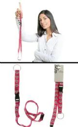 96 Pieces Lanyard With Detachable Split Ring Key Chain With Small Skull And Cross Bones Within A Heart Icons - Id card