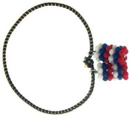 192 Wholesale Pony Tail Elastic Band With Red White Blue Acrylic Beads