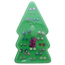 48 Wholesale Gift Boxed Colorful Christmas Tree Earring Set