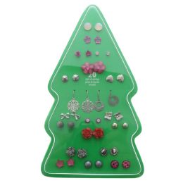 48 Wholesale Gift Boxed Colorful Christmas Tree Earring Set