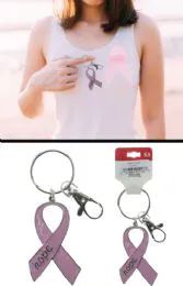 96 Wholesale Breast Cancer Awareness Ribbon Hope Keychain