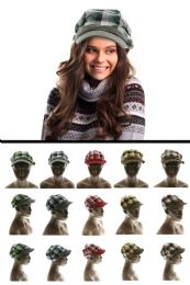 24 Wholesale Plaid Stretch Fit Fashion Hat