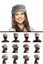 36 Wholesale Dacron Fashion Hat With Crystal Accents