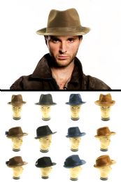 24 Wholesale Assorted Polyester Trilby Hat