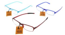 48 Wholesale Assorted Color Rectangular Reading Glasses