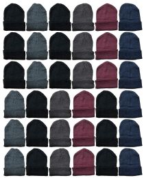 48 Wholesale Yacht & Smith Unisex Assorted Dark Colors Adult Winter Beanies