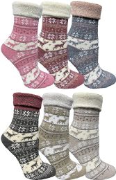 6 Pairs Yacht & Smith Womens Thick Soft Knit Wool Warm Winter Crew Socks, Patterned Lambswool, Sock Gift - Womens Thermal Socks
