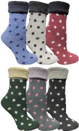 6 Pairs Yacht & Smith Womens Thick Soft Knit Wool Warm Winter Crew Socks, Patterned Lambswool, Sock Gift (6 Pairs Polka Dot) - Womens Thermal Socks