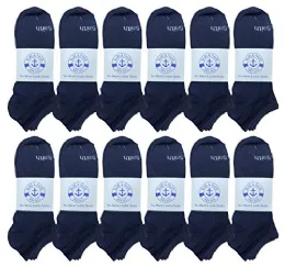 12 Wholesale Yacht & Smith Kid's Navy No Show Ankle Socks Size 6-8