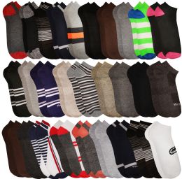 60 of Yacht & Smith Men's Assorted Colored Prints No Show Ankle Socks