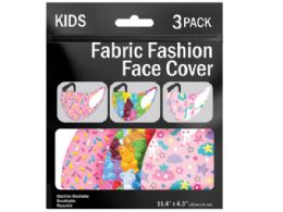 150 Wholesale 3 Pack Girls Asst 5.7 X 4.3 Inch Washable Fabric Face Mask