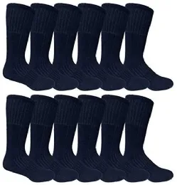 12 Wholesale Yacht & Smith Men's Terry Lined Merino Wool Thermal Boot Socks