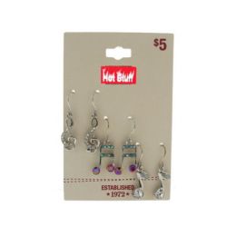60 Bulk Assorted Silver Tone Musical Note Earrings