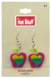 60 Bulk Silver Tone Heart Shaped Apple Earrings Assorted
