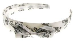 96 Wholesale Children's White Fabric Covered Headband Dalmatian Print