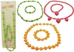 96 Pieces Childrens Multi Colored Necklace Bracelet Set - Necklace Sets