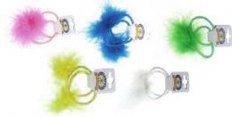 96 Pieces Childrens Pony Tail Holders With Assorted Color Feathers - PonyTail Holders