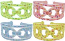 96 Wholesale Childrens Acrylic Headband Assorted With Floral Print
