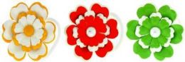 96 Pieces Childrens Assorted Color Pony Tail Holders With Acrylic Flower - PonyTail Holders