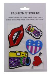 96 Pieces Fashion Puff Stickers Lips Love Hearts And Camera - Tattoos and Stickers