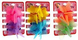 96 Pieces Assorted Color Crystal Charms Of Abutterfly On A Color Band - PonyTail Holders